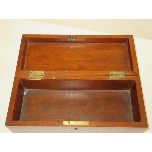 104 - 19th century Killarney wood glove box inlaid with a scene of Ross Castle. W. 10 1/2