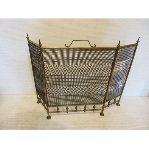 126 - Victorian brass fire screen.