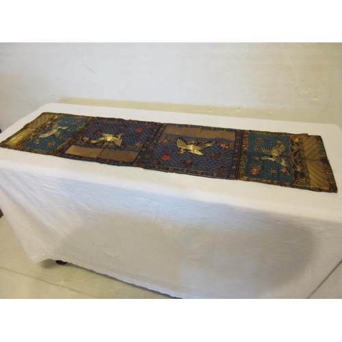 222 - Mixed lot - a carved box, a Chinese embroidered table runner and textile, pair of Chinese shoes, old... 