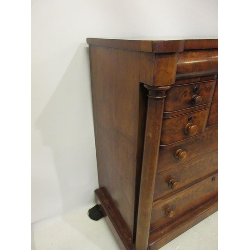 252 - Victorian mahogany scotch chest of drawers with turned columns. W. 51