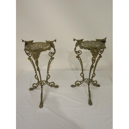 264 - A pair of brass jardinere stands. H.21