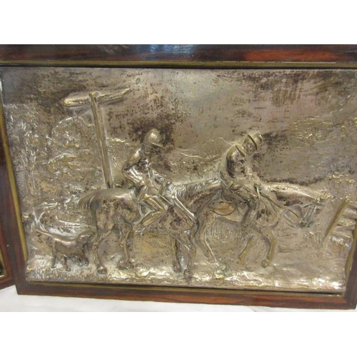 298 - A pair of old framed plated hunting scenes.