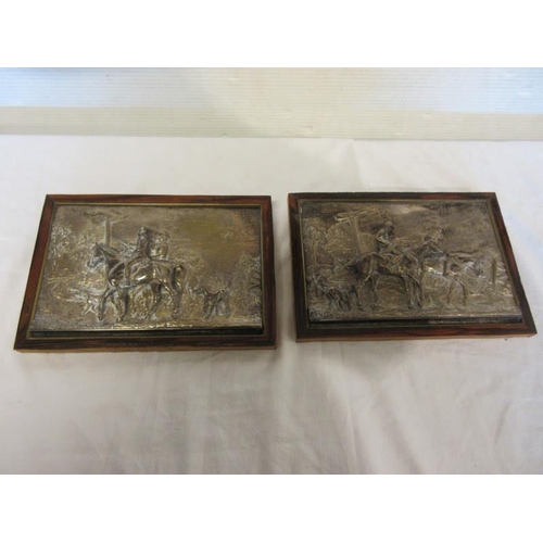 298 - A pair of old framed plated hunting scenes.