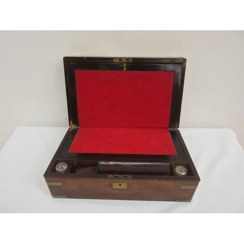 49 - Victorian rosewood and brassbound writing box. W. 16
