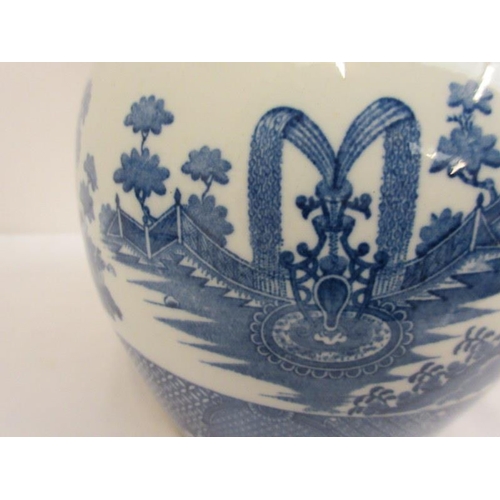 66 - An old blue and white tureen and cover and a large jug. (2)