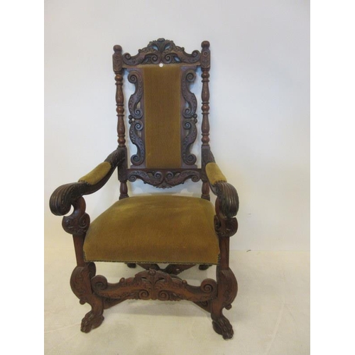 75 - A well carved 19th century walnut throne chair.
Height 51