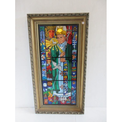 80 - Desmond M. Kyne,
Commemorating the Visit of Pope John Paul II to Ireland. 
Stain glass picture,
Limi... 