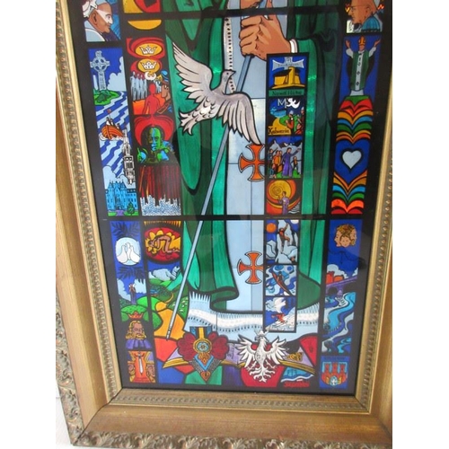 80 - Desmond M. Kyne,
Commemorating the Visit of Pope John Paul II to Ireland. 
Stain glass picture,
Limi... 