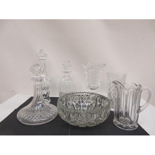 81 - A lot of Waterford and other glassware, decanters, jug, bowl, etc. (7)