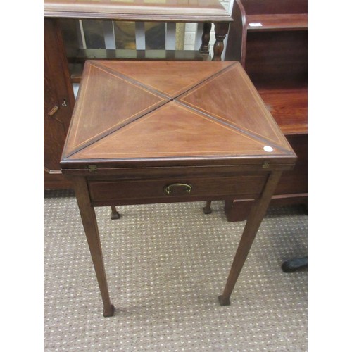 357 - Edwardian inlaid mahogany envelope card table. 20