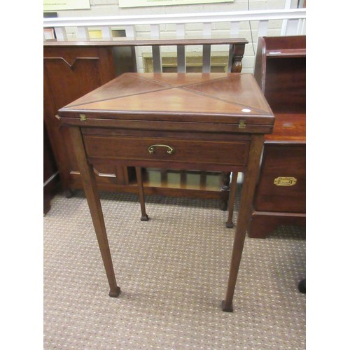 357 - Edwardian inlaid mahogany envelope card table. 20