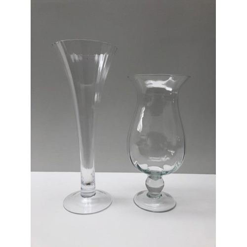 265 - Pair of Waterford John Rocha imprint vases, two tall cone shaped vases and a goblet. (5)