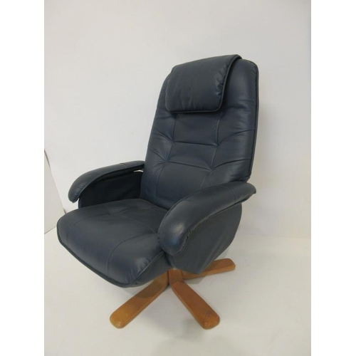 39 - A leather swivel lounge chair. Good condition.