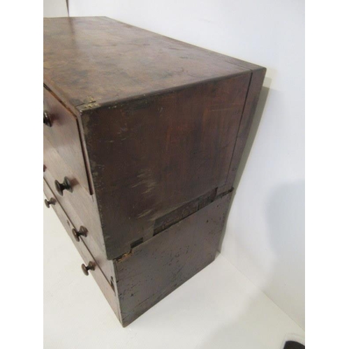 46 - Georgian mahogany military chest. Width 89cm, Height 87cm, Depth 48cm approx.  In need of restoratio... 