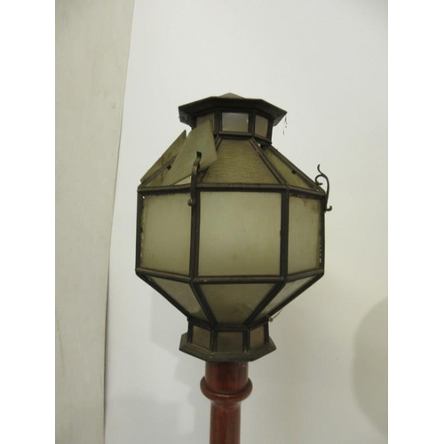 56 - Two old floor lamps - two glass pieces loose and one missing (see photos). (2)
