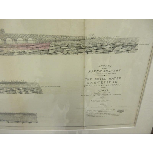 62 - Survey of the River Shannon 1838- Six large mounted maps - The Boyle river and water. (see photos)