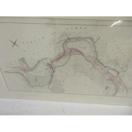 62 - Survey of the River Shannon 1838- Six large mounted maps - The Boyle river and water. (see photos)