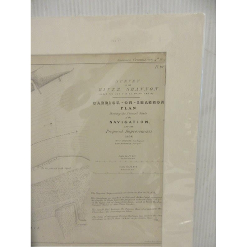 63 - Survey of the river Shannon - Three large mounted maps - Carrick-on-Shannon. (see photos)