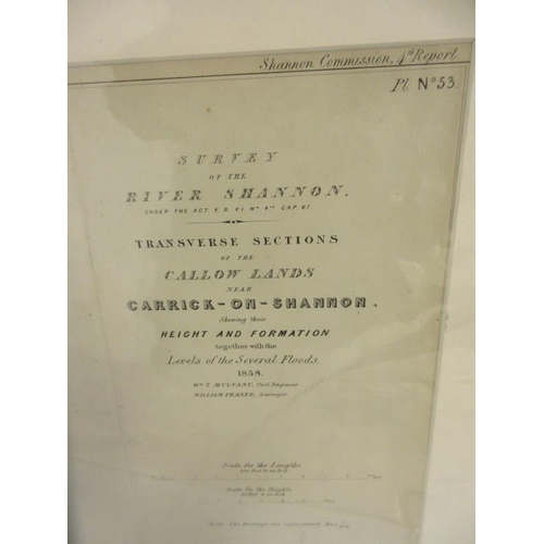 63 - Survey of the river Shannon - Three large mounted maps - Carrick-on-Shannon. (see photos)