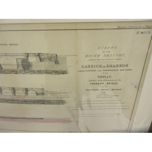 63 - Survey of the river Shannon - Three large mounted maps - Carrick-on-Shannon. (see photos)