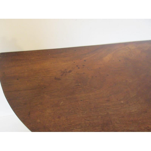 68 - Georgian mahogany demi lune side table raised on tapered legs ending with spade feet. Width 126cm De... 