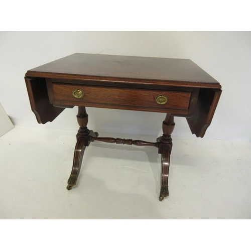 70 - Inlaid mahogany drop leaf drawing room table.