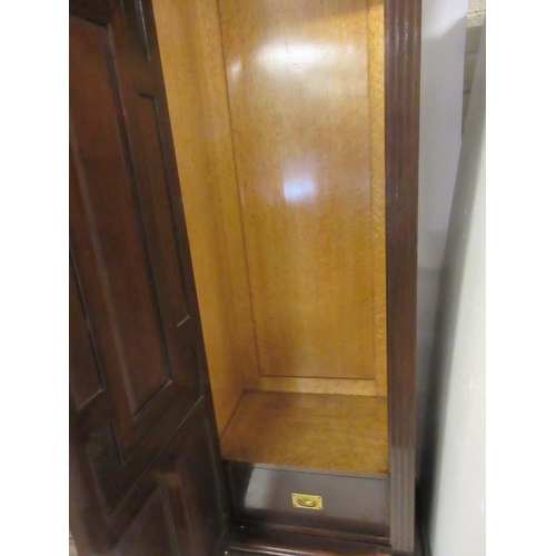 100 - A good antique 19th century wardrobe having light and dark walnut panels with carved decoration, the... 