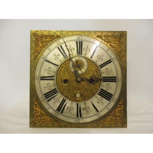 111 - A fine Irish Georgian long cased clock having a square engraved brass dial with silver chapter ring,... 