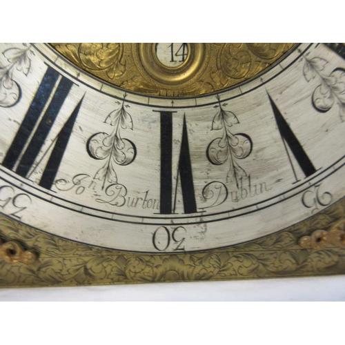 111 - A fine Irish Georgian long cased clock having a square engraved brass dial with silver chapter ring,... 