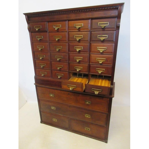 130 - A good antique Shannon office filing cabinet, American circa 1890, the upper section having 24 drawe... 