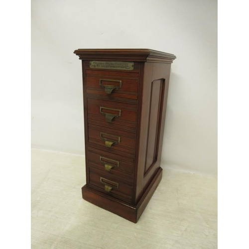 131 - An neat size 19th century Shannon 5 drawer filing cabinet. H. 80cm, D. 40cm, W. 36cm approx.