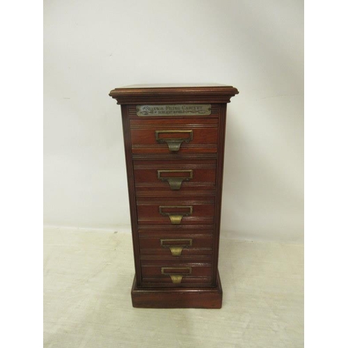 131 - An neat size 19th century Shannon 5 drawer filing cabinet. H. 80cm, D. 40cm, W. 36cm approx.