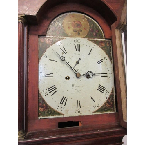 158 - A fine Irish mahogany and satinwood cased long cased clock with painted arch dial Wherland, Cork. Ci... 