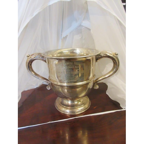 161 - A large silver two handled cup inscribed North Kildare Harriers, Point to Point Races 1925.  Weight ... 