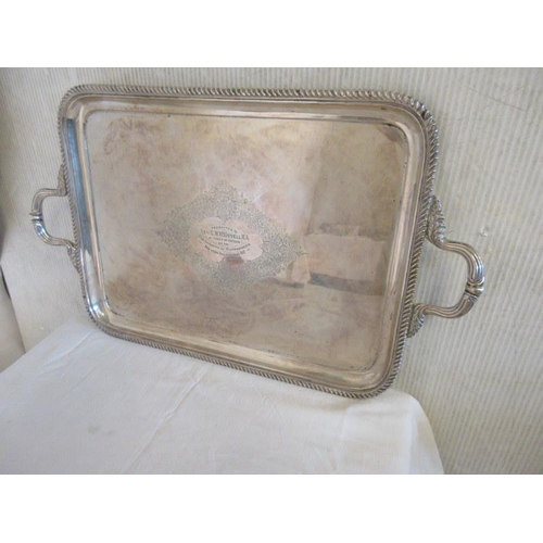 176 - A fine heavy English silver two handled tray with rope edged border, Sheffield 1911, 93 troy ozs wit... 