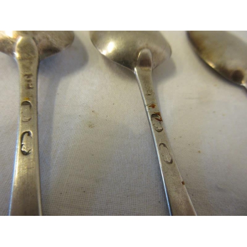 182 - A set of four Irish Georgian bright cut teaspoons by John Pittar, Dublin.