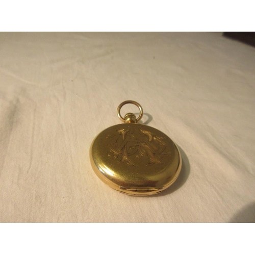 190 - 18ct gold cased Swiss pocket watch, dial and works stamped MOTTU Geneve.