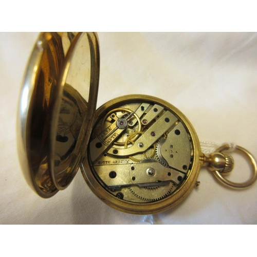 190 - 18ct gold cased Swiss pocket watch, dial and works stamped MOTTU Geneve.