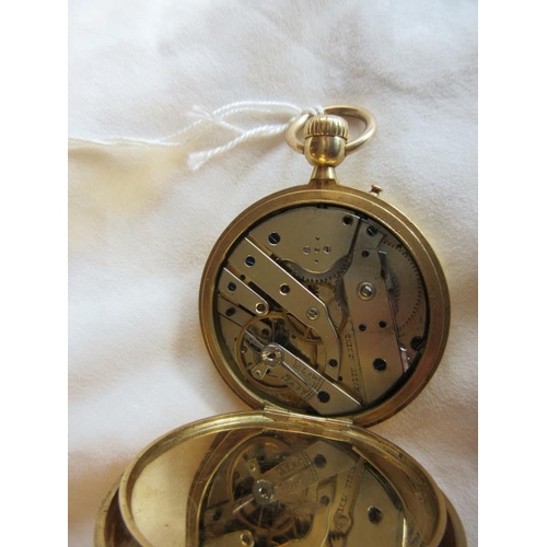 190 - 18ct gold cased Swiss pocket watch, dial and works stamped MOTTU Geneve.