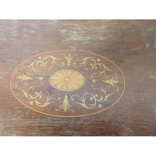 2 - An Edwardian inlaid rosewood card table, the rectangular folding top with satinwood banding raised o... 