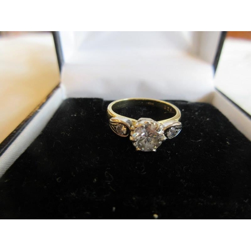 202 - 18ct gold solitaire diamond ring. Size I.