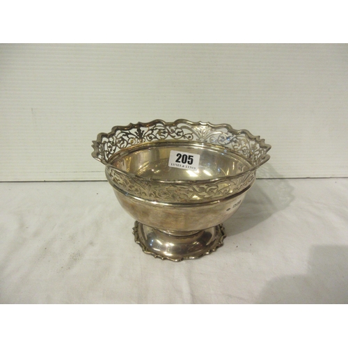 205 - An English silver bowl, the top with decorative pierced gallery. 16 troy ozs, London 1899.