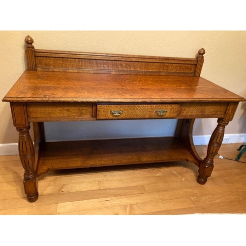 216 - A good quality 19th century oak side table in the manner of A.W. Pugin. W. 145cm, D. 56cm, H. 100cm ... 