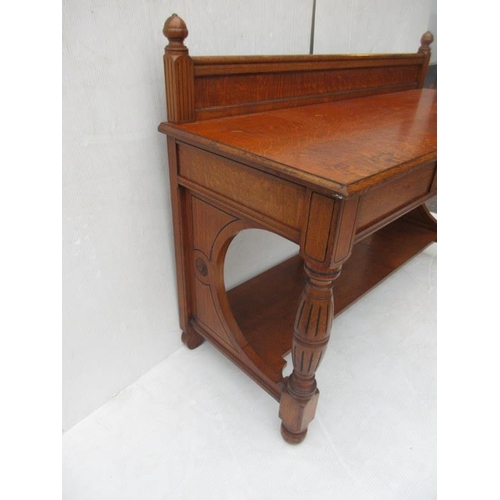 216 - A good quality 19th century oak side table in the manner of A.W. Pugin. W. 145cm, D. 56cm, H. 100cm ... 