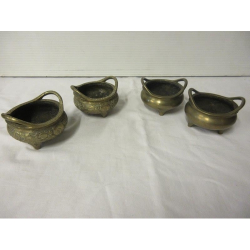 226 - Two pairs of small Chinese brass censor pots. (4)