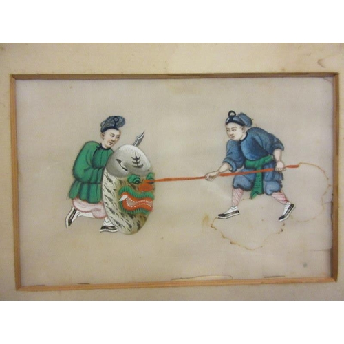 227 - Two Chinese paintings depicting soldiers fighting. (foxing)