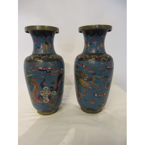 241 - A pair of antique Cloisionne vase. H. 25cm approx.