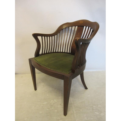 48 - A good Edwardian inlaid mahogany drawing room chair.