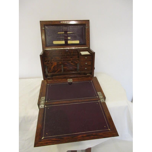 90 - A good Victorian oak stationery/writing box with well fitted interior - very original and in fine co... 