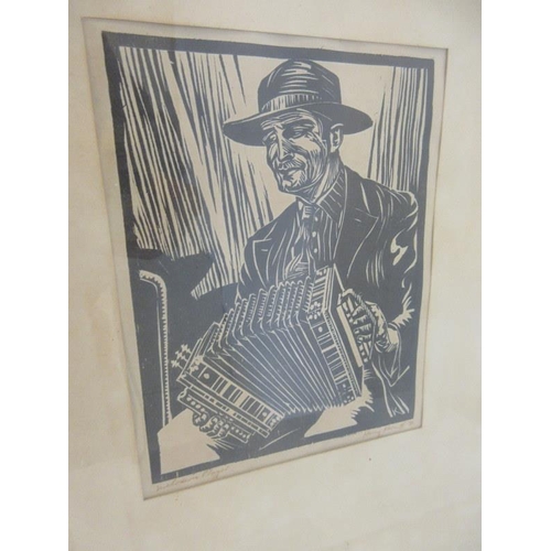 97 - Harry Kernoff 1900-1974,
The Melodian Player,
Signed and dated 1930.
Overall size 55cm x 45cm approx... 